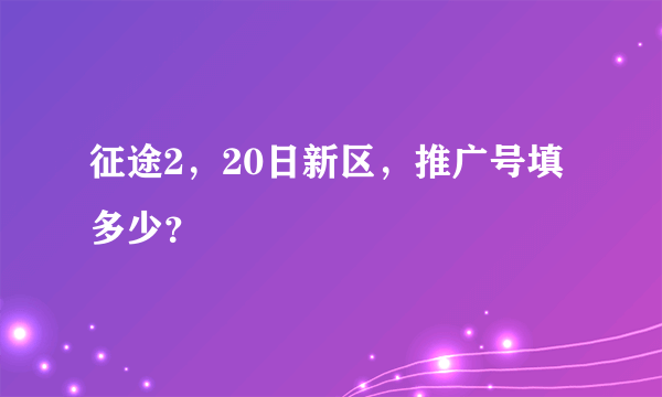 征途2，20日新区，推广号填多少？