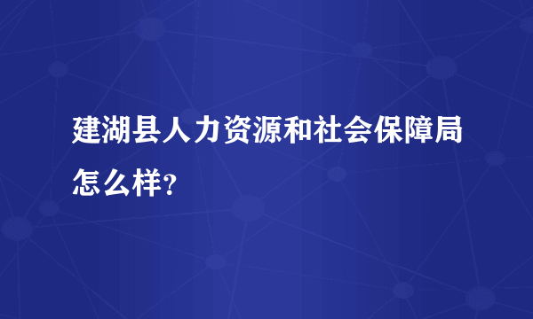 建湖县人力资源和社会保障局怎么样？