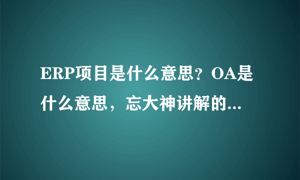 ERP项目是什么意思？OA是什么意思，忘大神讲解的通俗易懂一些。