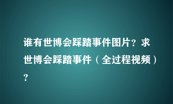 谁有世博会踩踏事件图片？求世博会踩踏事件（全过程视频）？