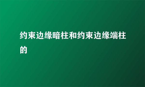 约束边缘暗柱和约束边缘端柱的