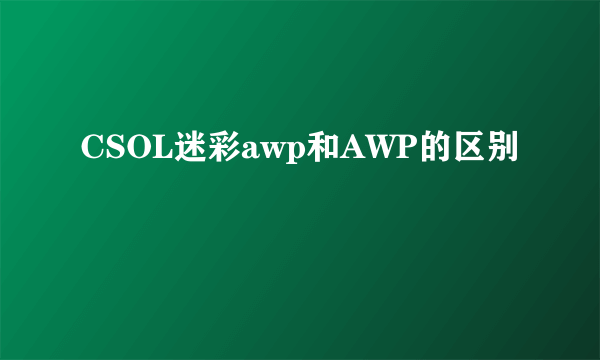 CSOL迷彩awp和AWP的区别