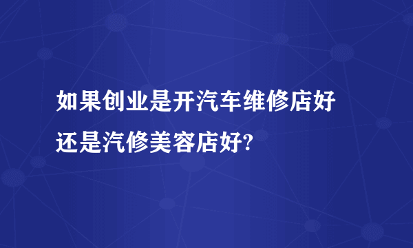 如果创业是开汽车维修店好 还是汽修美容店好?