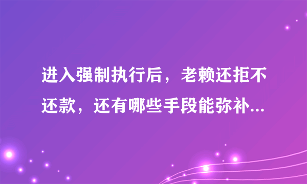 进入强制执行后，老赖还拒不还款，还有哪些手段能弥补自己的损失？