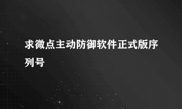 求微点主动防御软件正式版序列号