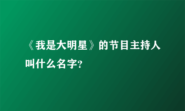 《我是大明星》的节目主持人叫什么名字？