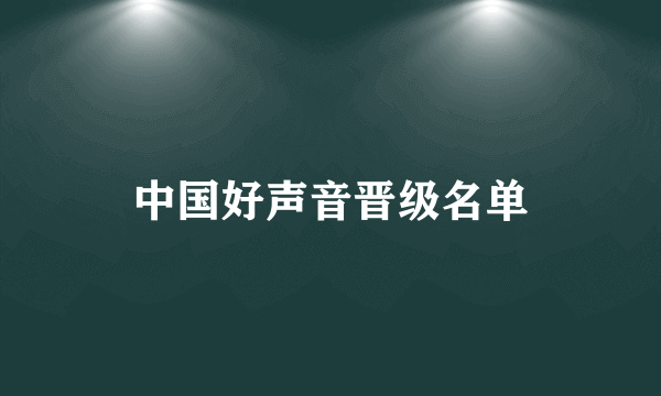 中国好声音晋级名单