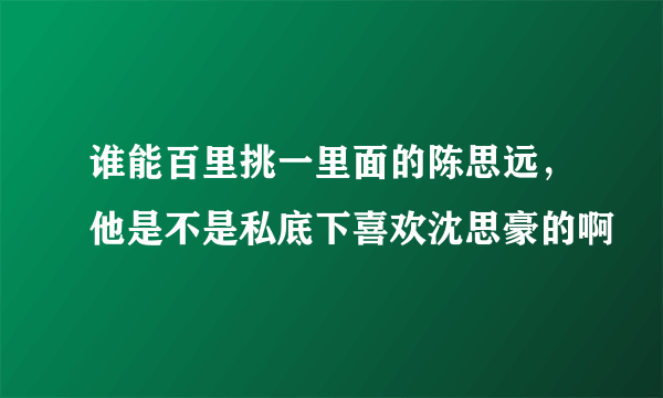 谁能百里挑一里面的陈思远，他是不是私底下喜欢沈思豪的啊