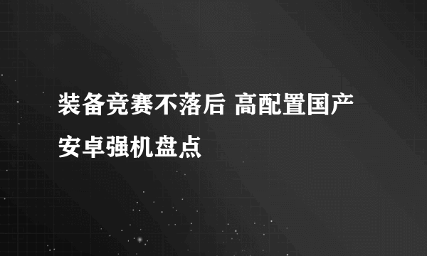 装备竞赛不落后 高配置国产安卓强机盘点