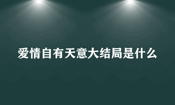 爱情自有天意大结局是什么