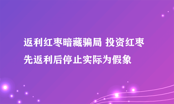 返利红枣暗藏骗局 投资红枣先返利后停止实际为假象