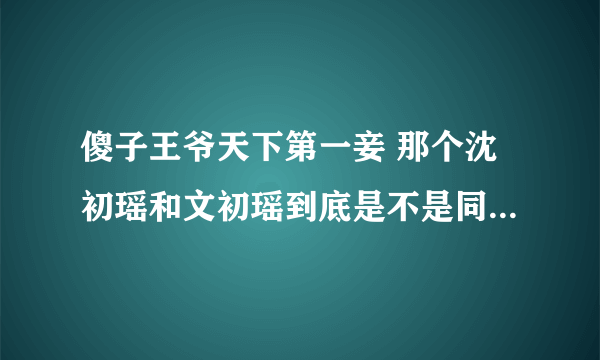 傻子王爷天下第一妾 那个沈初瑶和文初瑶到底是不是同一个人？