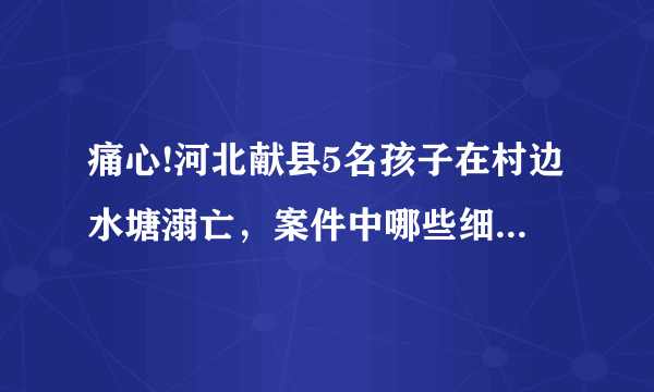 痛心!河北献县5名孩子在村边水塘溺亡，案件中哪些细节值得关注？