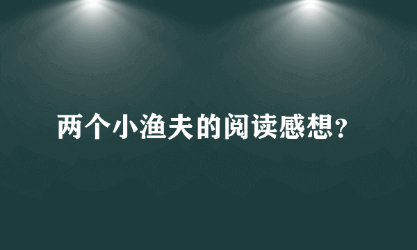 两个小渔夫的阅读感想？