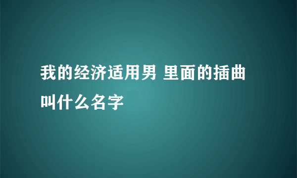 我的经济适用男 里面的插曲叫什么名字