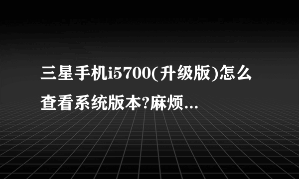 三星手机i5700(升级版)怎么查看系统版本?麻烦回答尽可能详细点,谢谢!