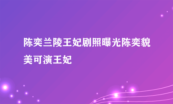 陈奕兰陵王妃剧照曝光陈奕貌美可演王妃