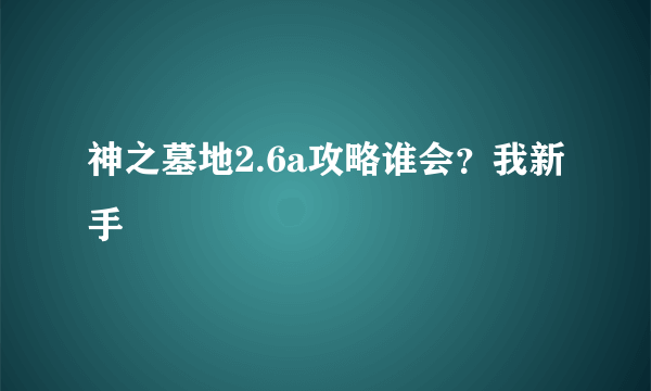 神之墓地2.6a攻略谁会？我新手