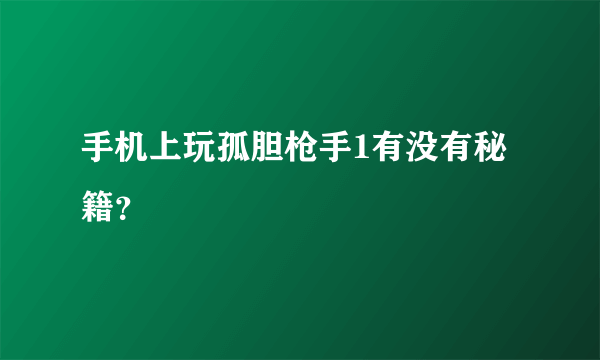 手机上玩孤胆枪手1有没有秘籍？