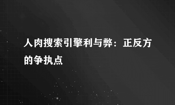 人肉搜索引擎利与弊：正反方的争执点