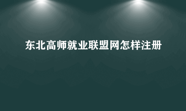 东北高师就业联盟网怎样注册