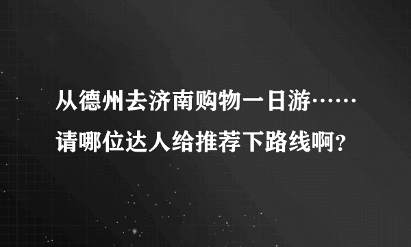 从德州去济南购物一日游……请哪位达人给推荐下路线啊？