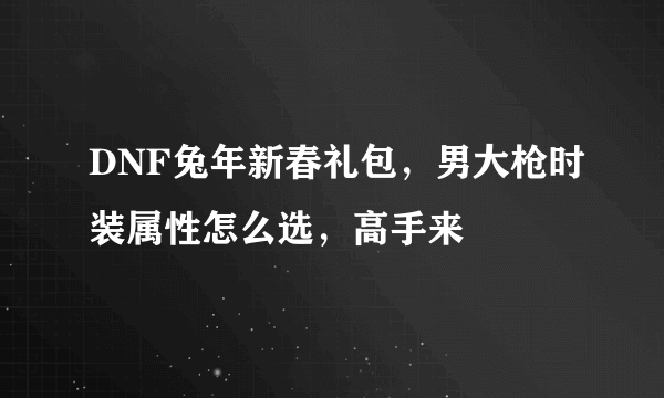 DNF兔年新春礼包，男大枪时装属性怎么选，高手来