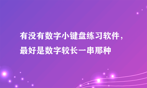 有没有数字小键盘练习软件，最好是数字较长一串那种