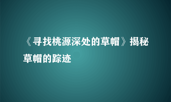 《寻找桃源深处的草帽》揭秘草帽的踪迹