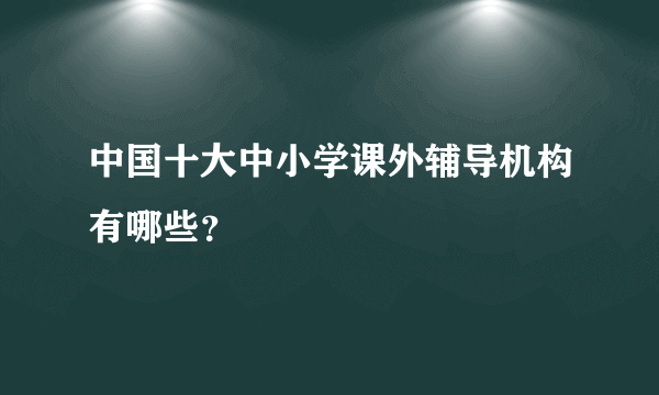 中国十大中小学课外辅导机构有哪些？