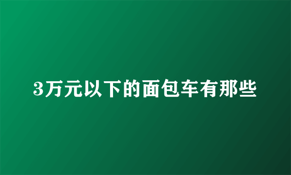 3万元以下的面包车有那些