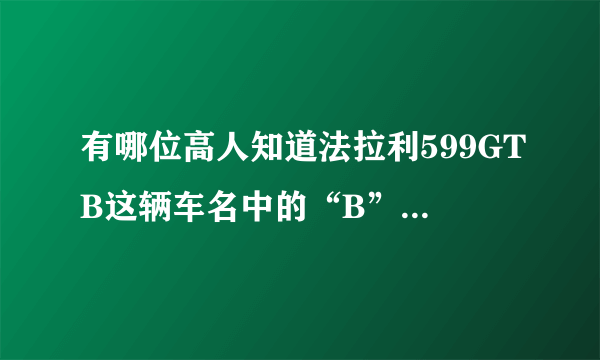 有哪位高人知道法拉利599GTB这辆车名中的“B”是什么意思。