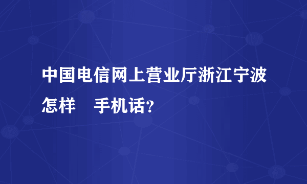 中国电信网上营业厅浙江宁波怎样査手机话？