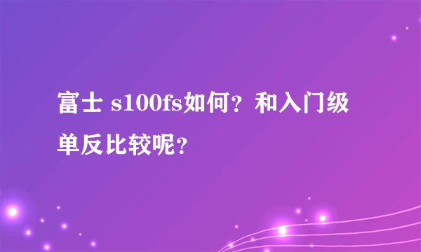 富士 s100fs如何？和入门级单反比较呢？