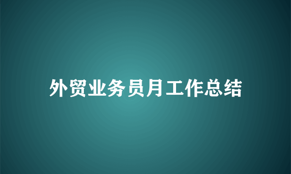 外贸业务员月工作总结