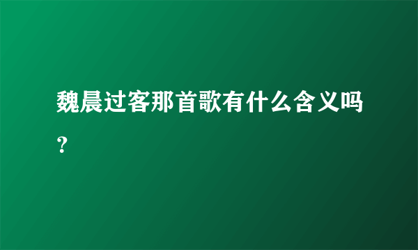 魏晨过客那首歌有什么含义吗？