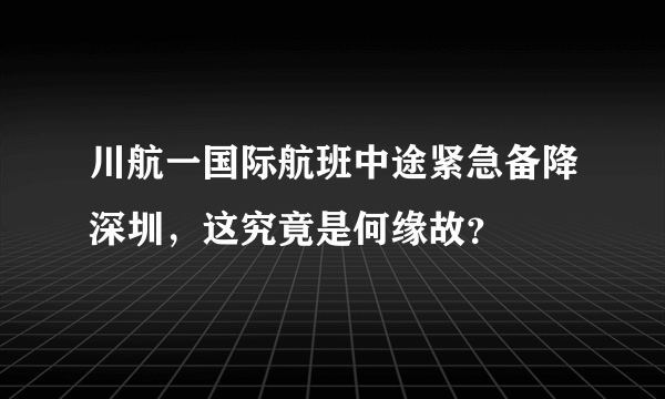 川航一国际航班中途紧急备降深圳，这究竟是何缘故？