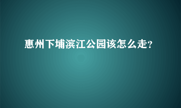 惠州下埔滨江公园该怎么走？