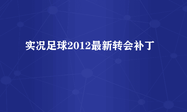 实况足球2012最新转会补丁