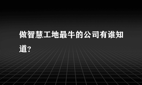 做智慧工地最牛的公司有谁知道？