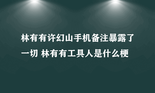 林有有许幻山手机备注暴露了一切 林有有工具人是什么梗