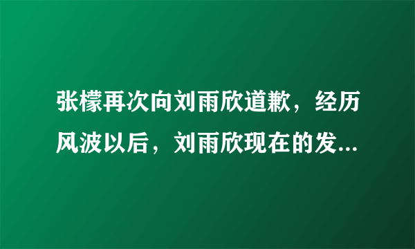 张檬再次向刘雨欣道歉，经历风波以后，刘雨欣现在的发展现状怎样？