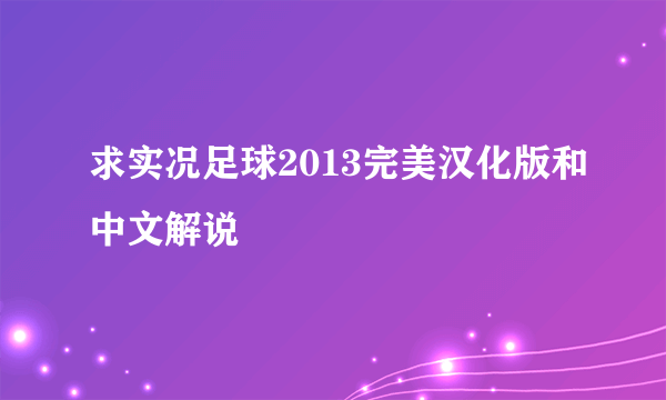 求实况足球2013完美汉化版和中文解说