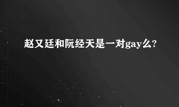 赵又廷和阮经天是一对gay么?