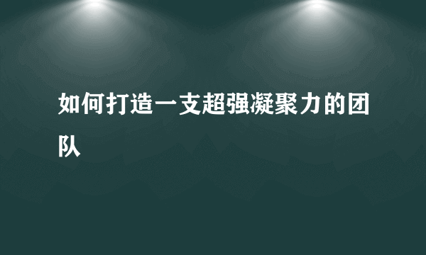 如何打造一支超强凝聚力的团队