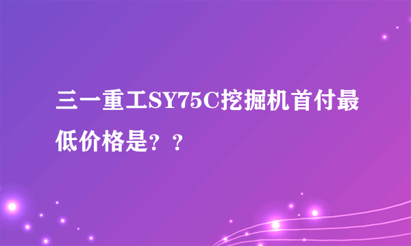 三一重工SY75C挖掘机首付最低价格是？？