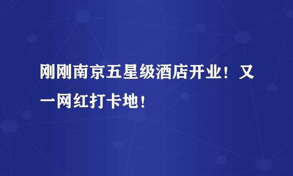 刚刚南京五星级酒店开业！又一网红打卡地！