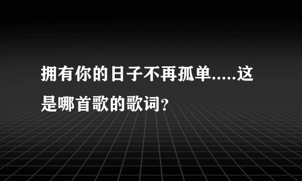 拥有你的日子不再孤单.....这是哪首歌的歌词？