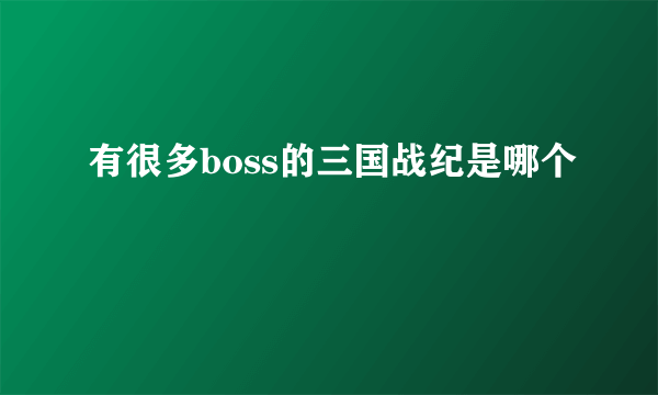 有很多boss的三国战纪是哪个