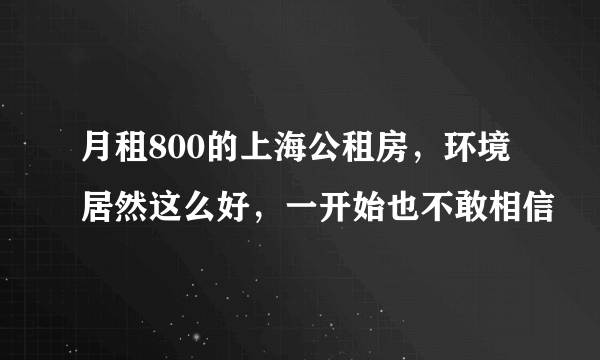 月租800的上海公租房，环境居然这么好，一开始也不敢相信